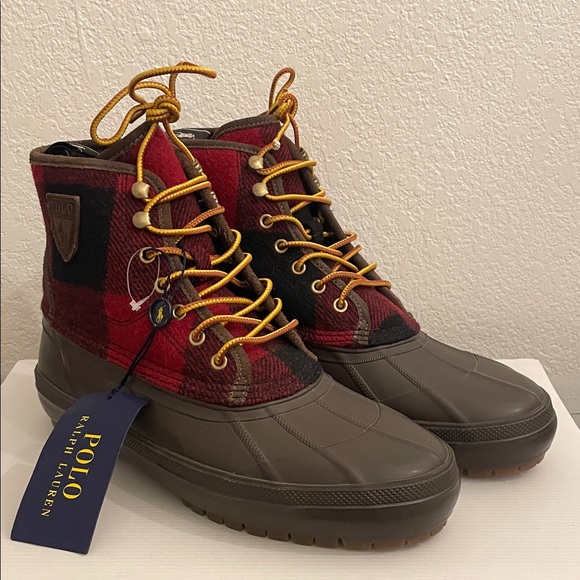 Polo Ralph Lauren Other - Polo Ralph Lauren Men's Claus Plaid Wool Lace-Up Duck Boots